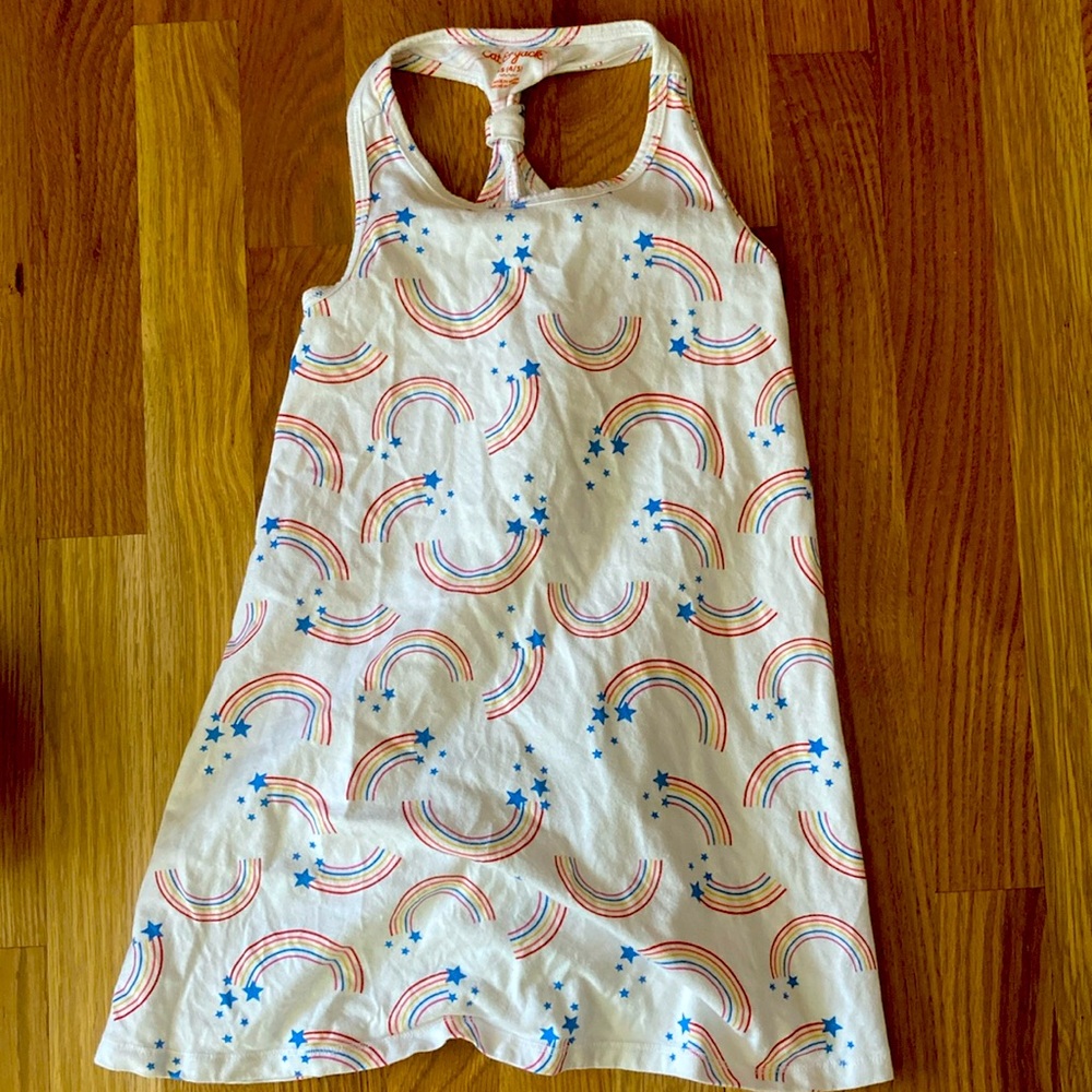 Girls white rainbow summer dress